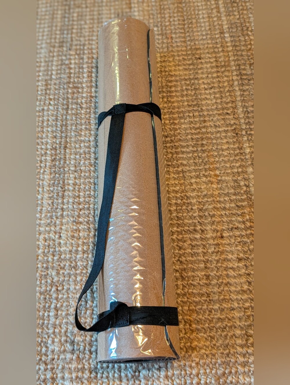 Neutral Tan Yoga Mat with Black Carry Strap